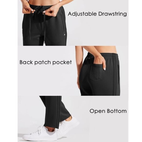 Women's Track Pants Warm Up Athletic Sweatpants Straight Leg w/Zipper Pockets - Picture 6 of 9